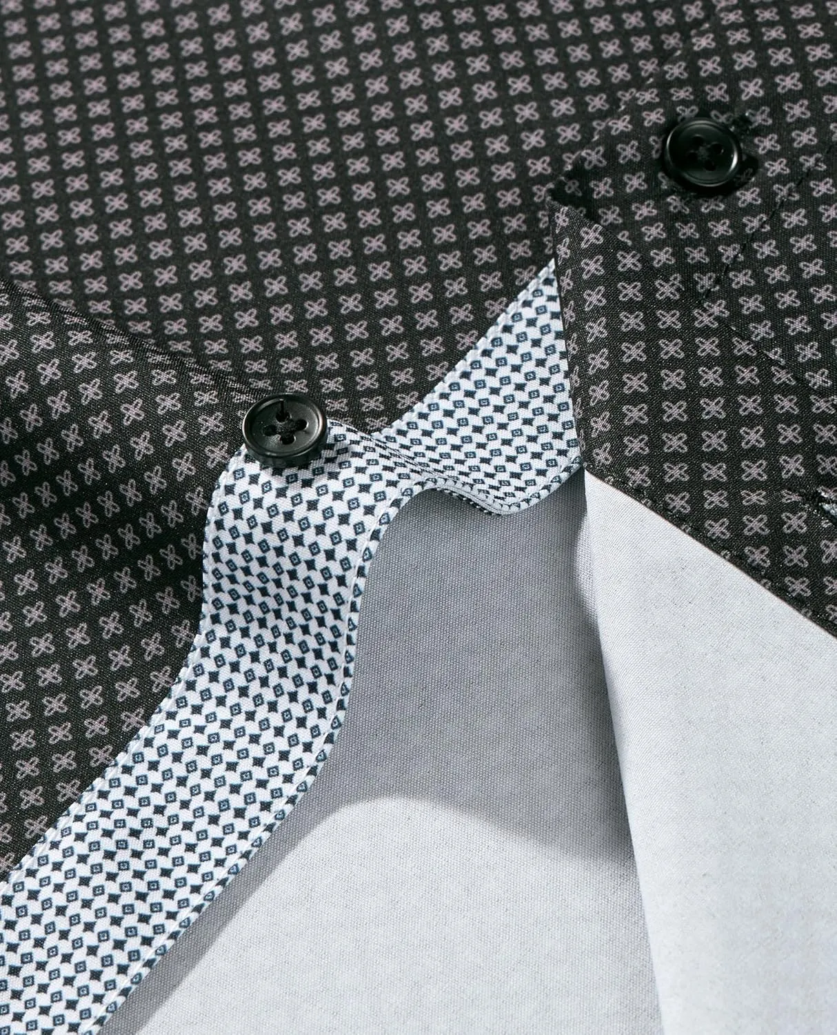 Alimens & Gentle Mens Dress Shirts Printed Button Down Shirt Long Sleeve Regular Fit Inner Collar Contrast Shirt Business