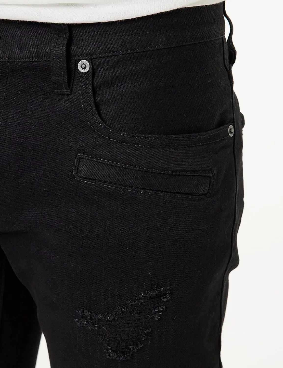 Armani Exchange Men's J27 Distressed Skinny Biker Jeans