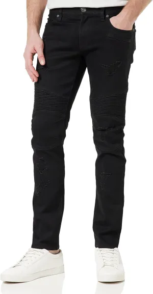 Armani Exchange Men's J27 Distressed Skinny Biker Jeans