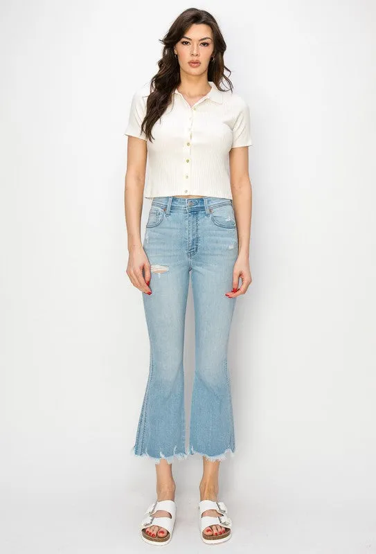 Ava Plus High Rise Crop Flare Jeans