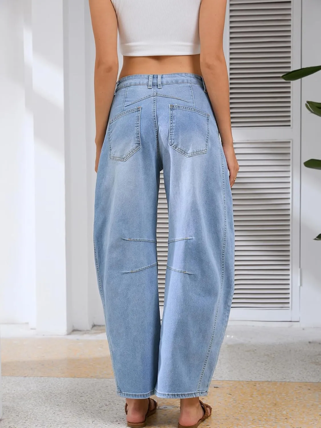 Barrel Jeans for Women Wide Leg Denim Pants Baggy Boyfriend Jeans