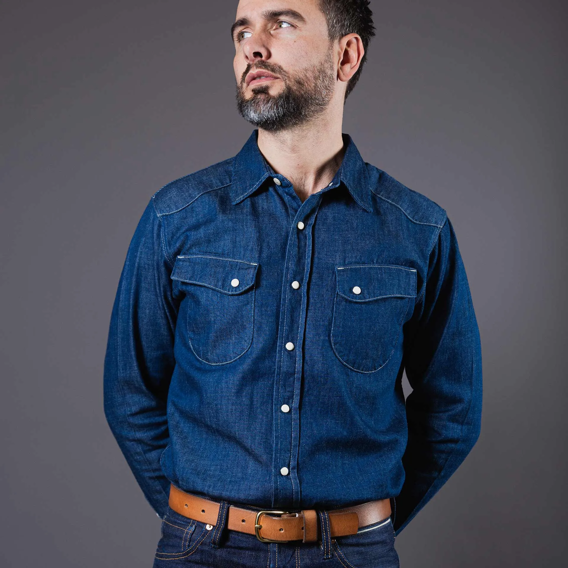 BCS-01 WESTERN SHIRT 7 oz. vintage blue denim [AW24]