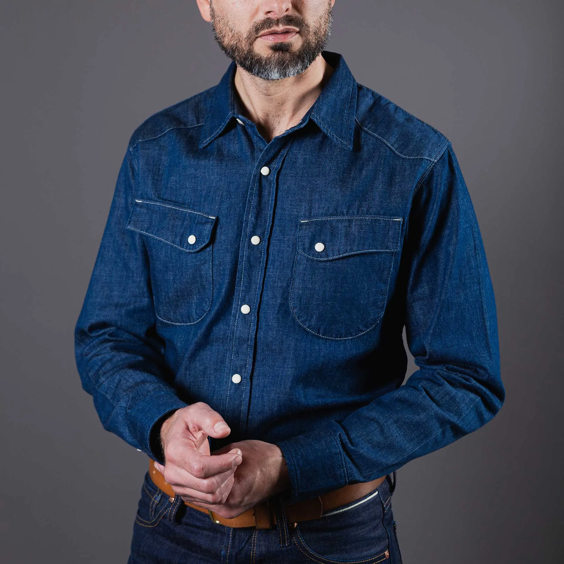 BCS-01 WESTERN SHIRT 7 oz. vintage blue denim [AW24]