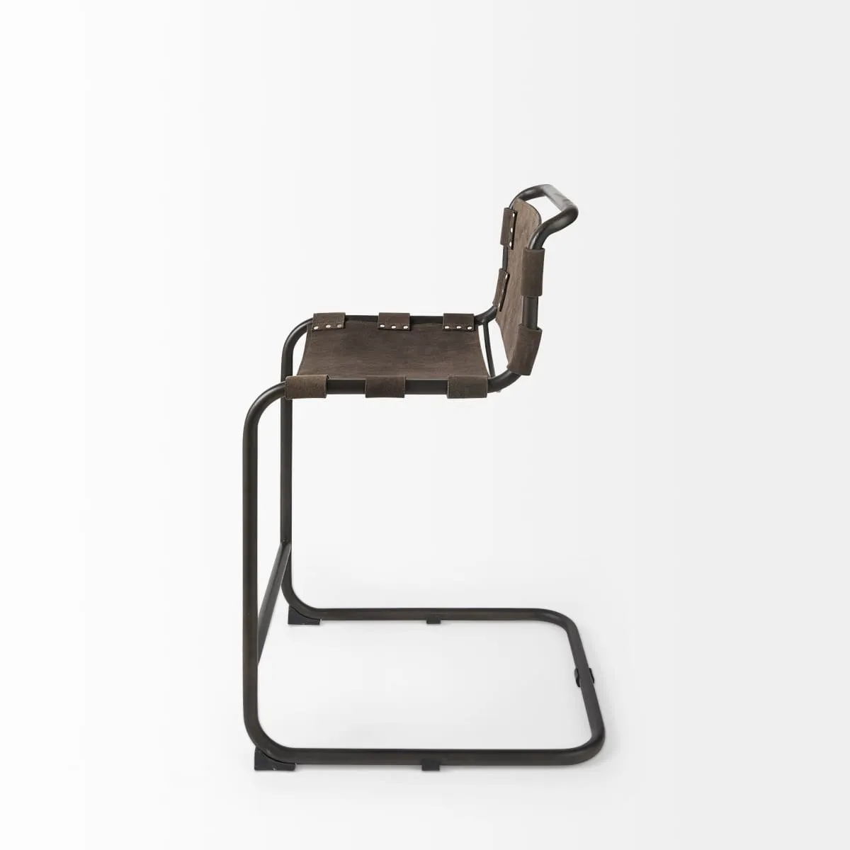 Berbick Bar Counter Stool Brown/Gray Suede | Gray Metal | Counter