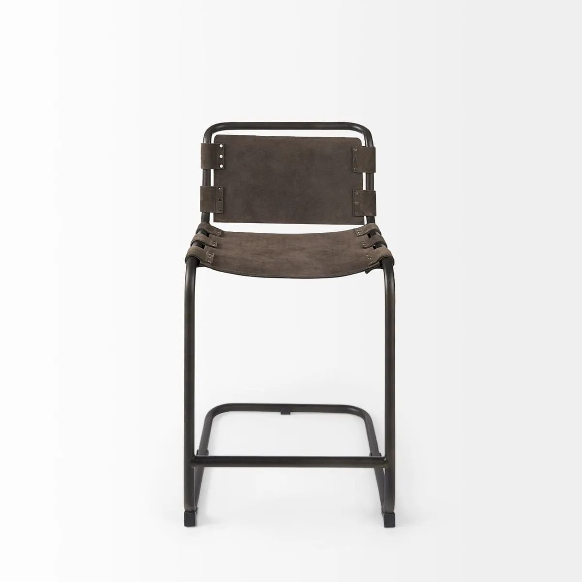 Berbick Bar Counter Stool Brown/Gray Suede | Gray Metal | Counter
