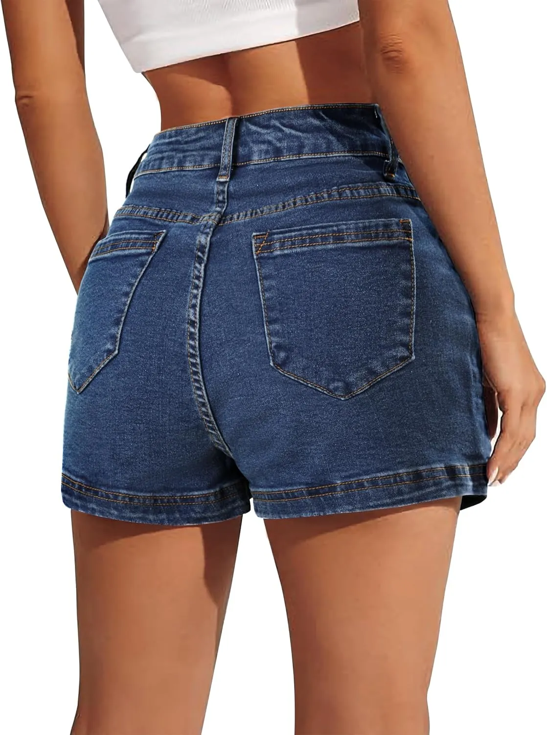 BISUAL Denim Skort for Women High Waist Mini Denim Skirt Casual Stretch Women Jean Skirt with Pockets