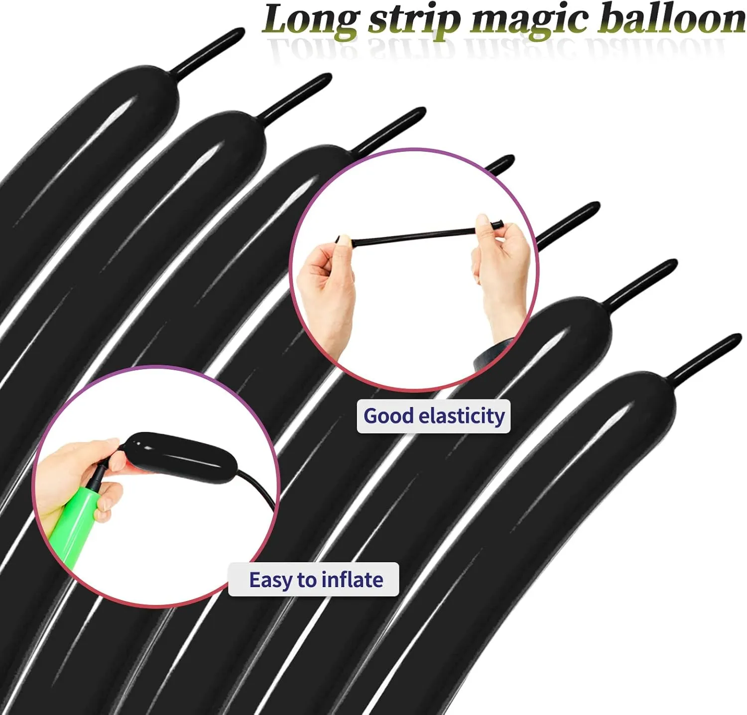 Black 260 balloons, Thickening Latex Black 260q Balloons for Animal Model, 100pcs Black Long Twisting Balloons for Halloween Xmas Presents, Animal Shape Weddings, Birthdays Clowns.
