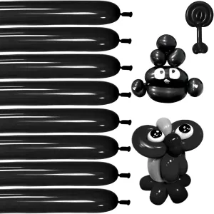 Black 260 balloons, Thickening Latex Black 260q Balloons for Animal Model, 100pcs Black Long Twisting Balloons for Halloween Xmas Presents, Animal Shape Weddings, Birthdays Clowns.