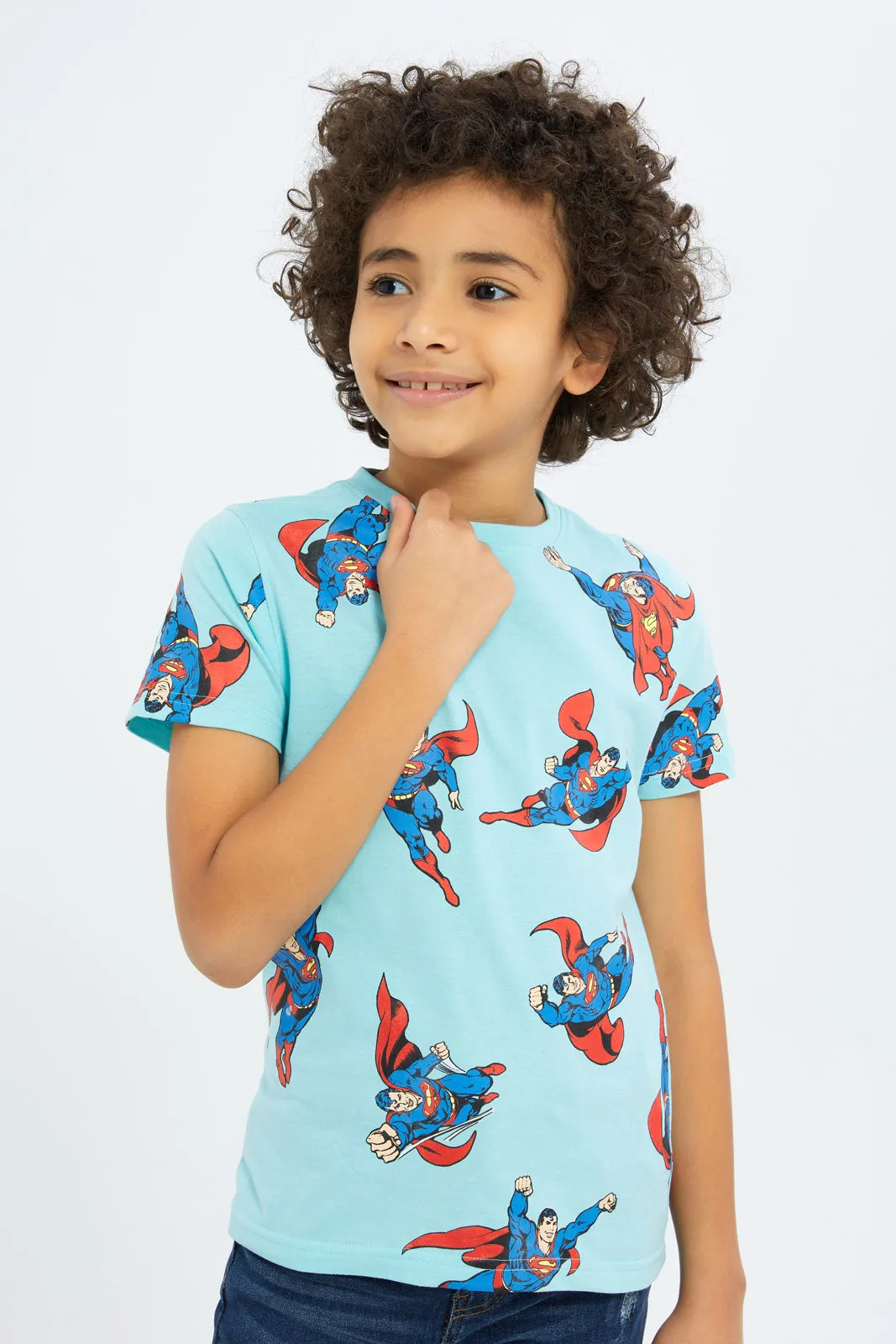 Boys Blue Superman Printed T-Shirt