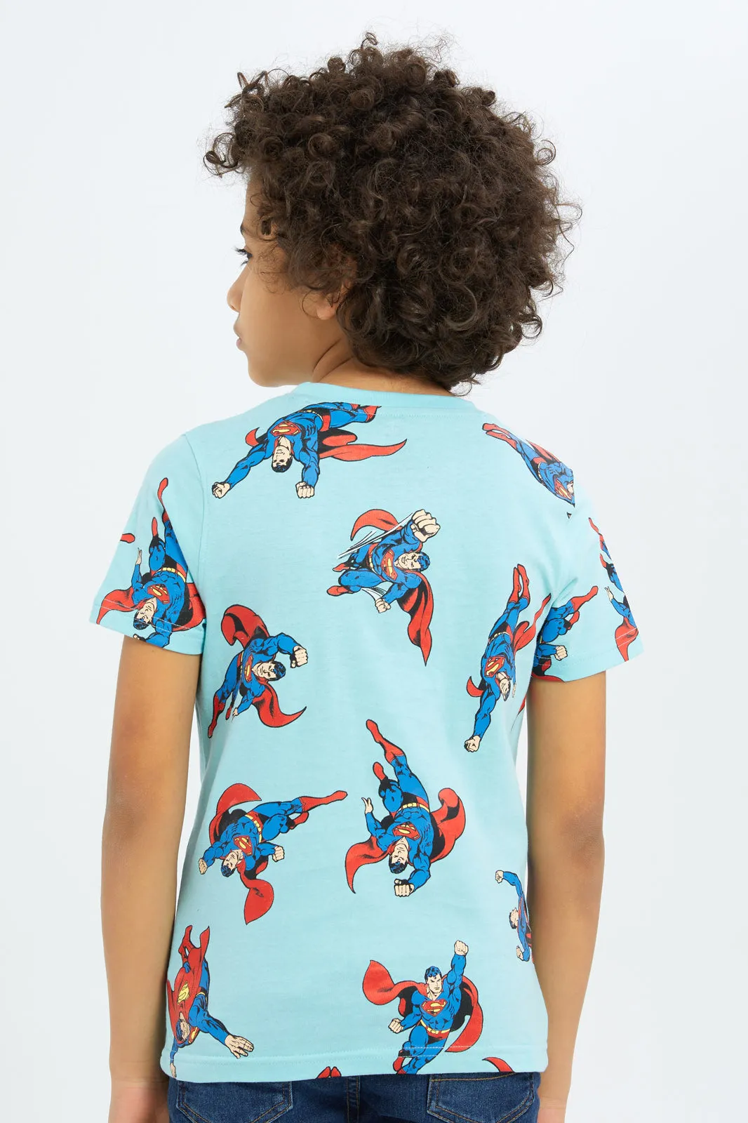 Boys Blue Superman Printed T-Shirt