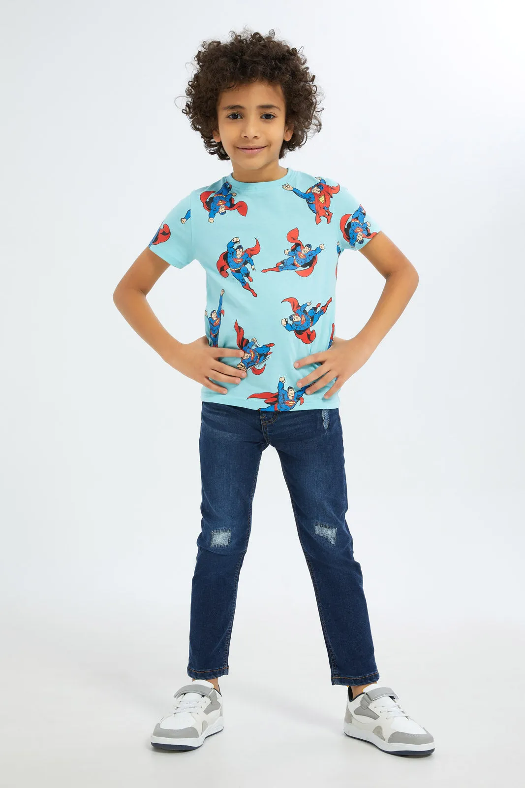 Boys Blue Superman Printed T-Shirt