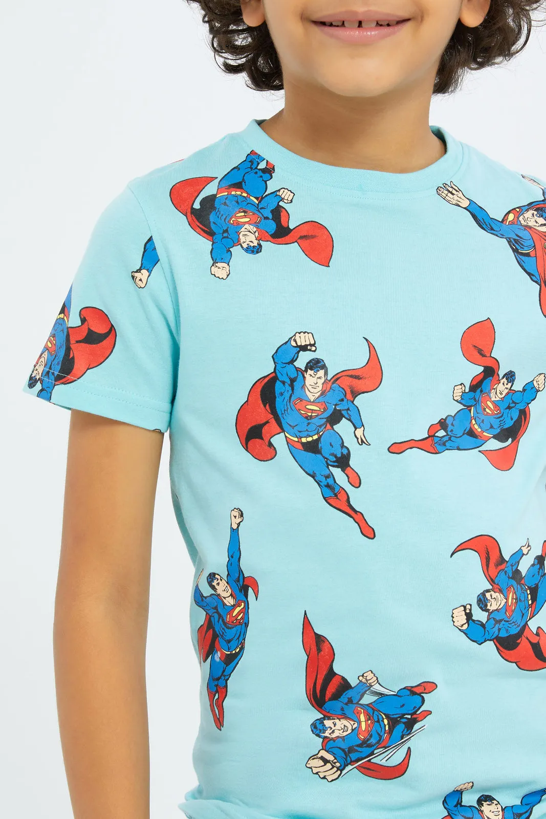 Boys Blue Superman Printed T-Shirt