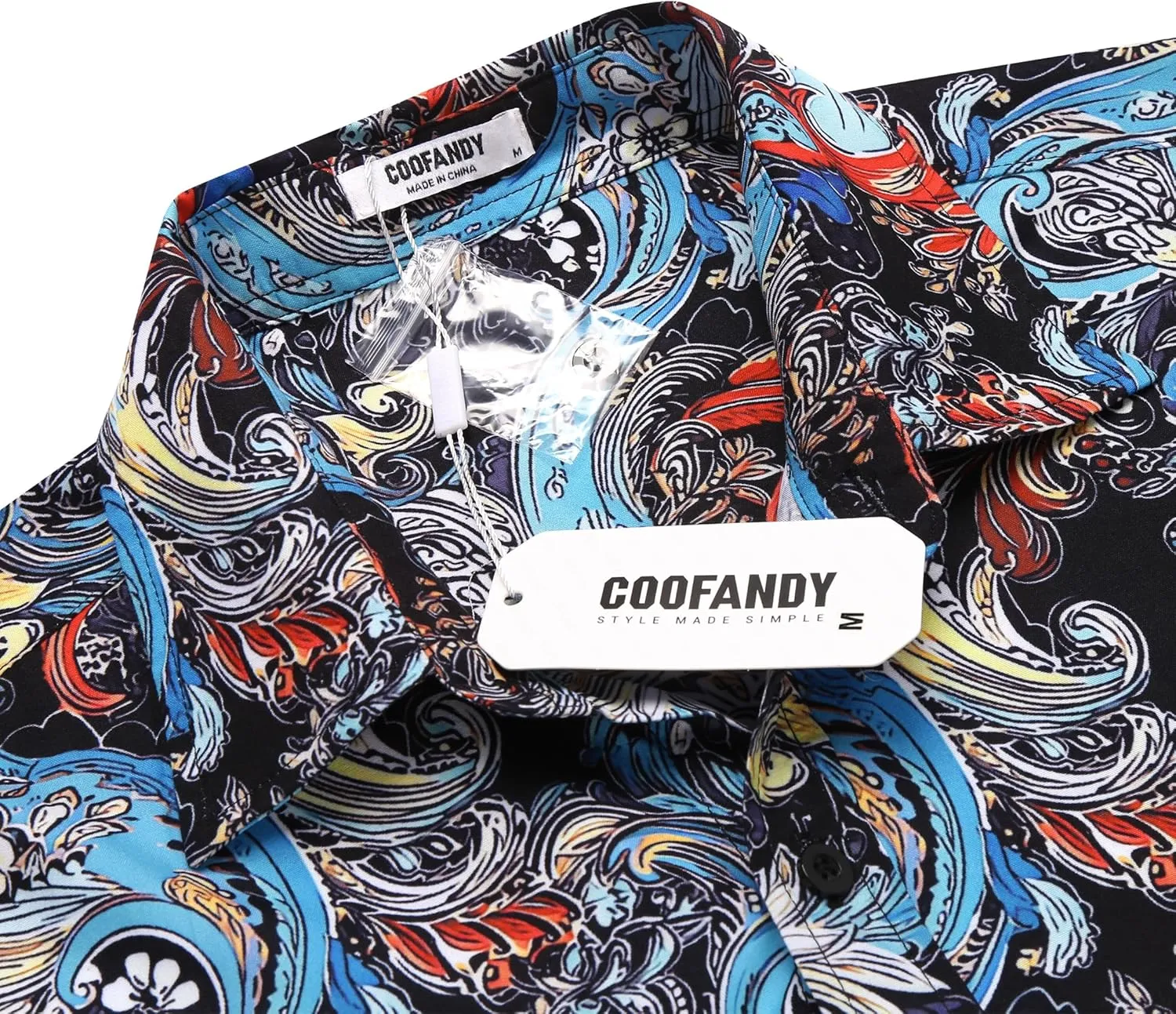 COOFANDY Mens Paisley Printed Shirts Casual Long Sleeve Button Down Shirts Floral Dress Shirt with Pockets