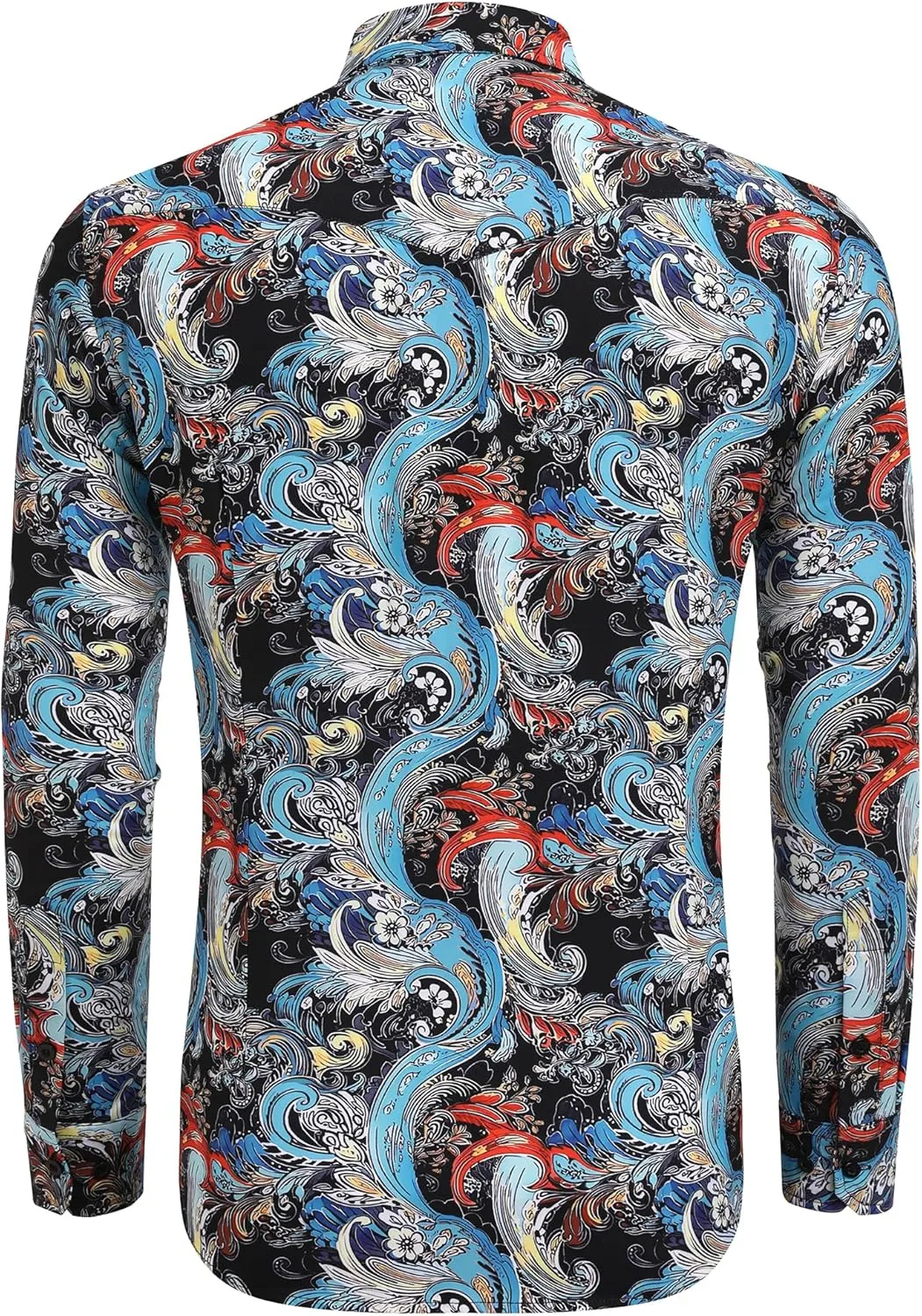 COOFANDY Mens Paisley Printed Shirts Casual Long Sleeve Button Down Shirts Floral Dress Shirt with Pockets