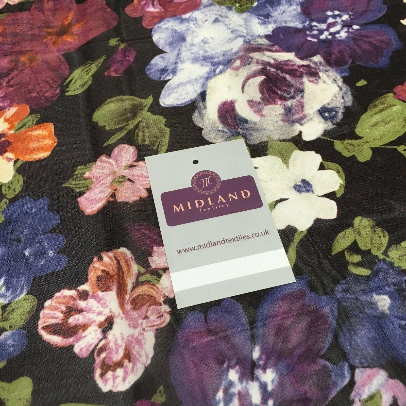 Damson Floral Vintage Printed Crepe chiffon Dress Fabric 150 cm MK1190-25 Mtex