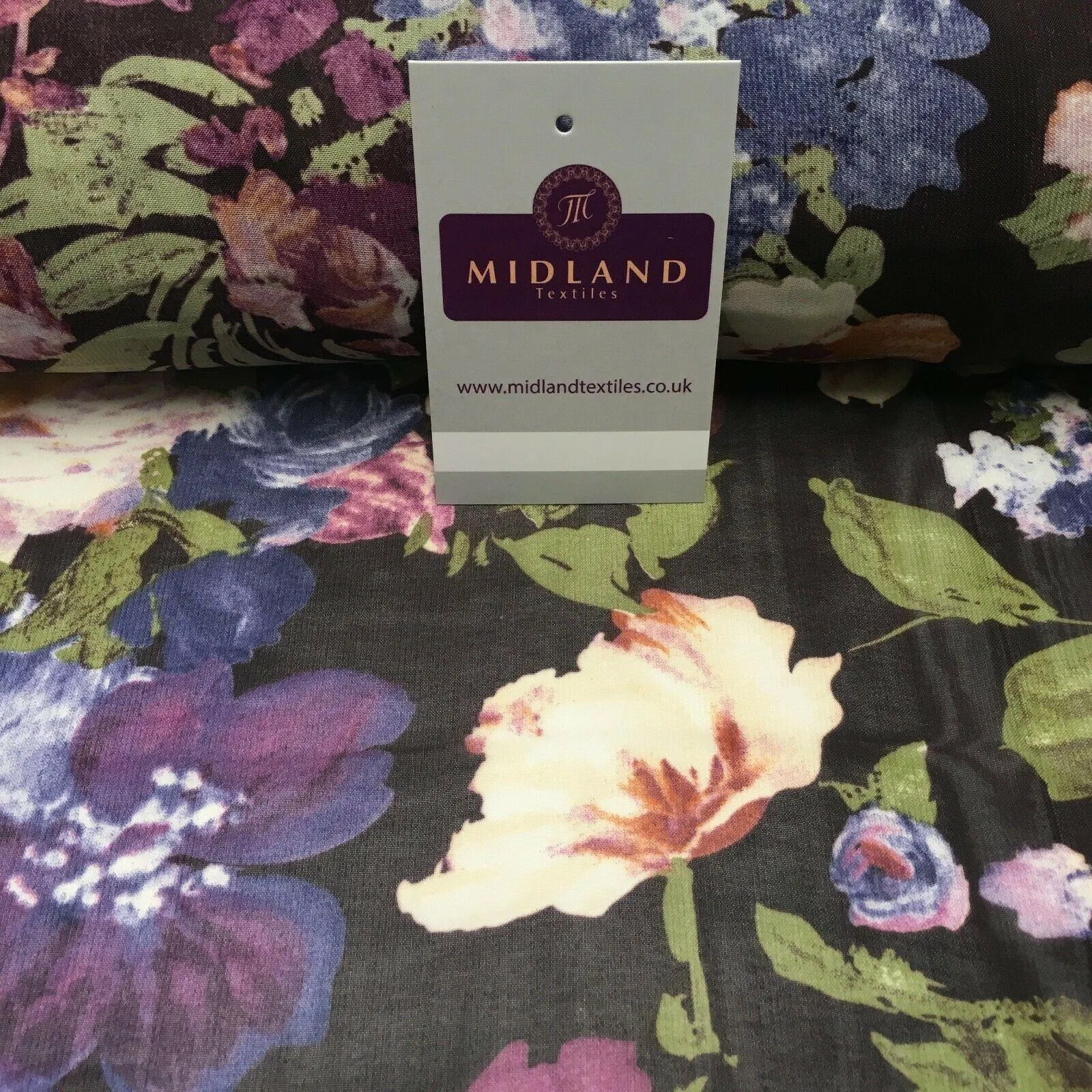 Damson Floral Vintage Printed Crepe chiffon Dress Fabric 150 cm MK1190-25 Mtex