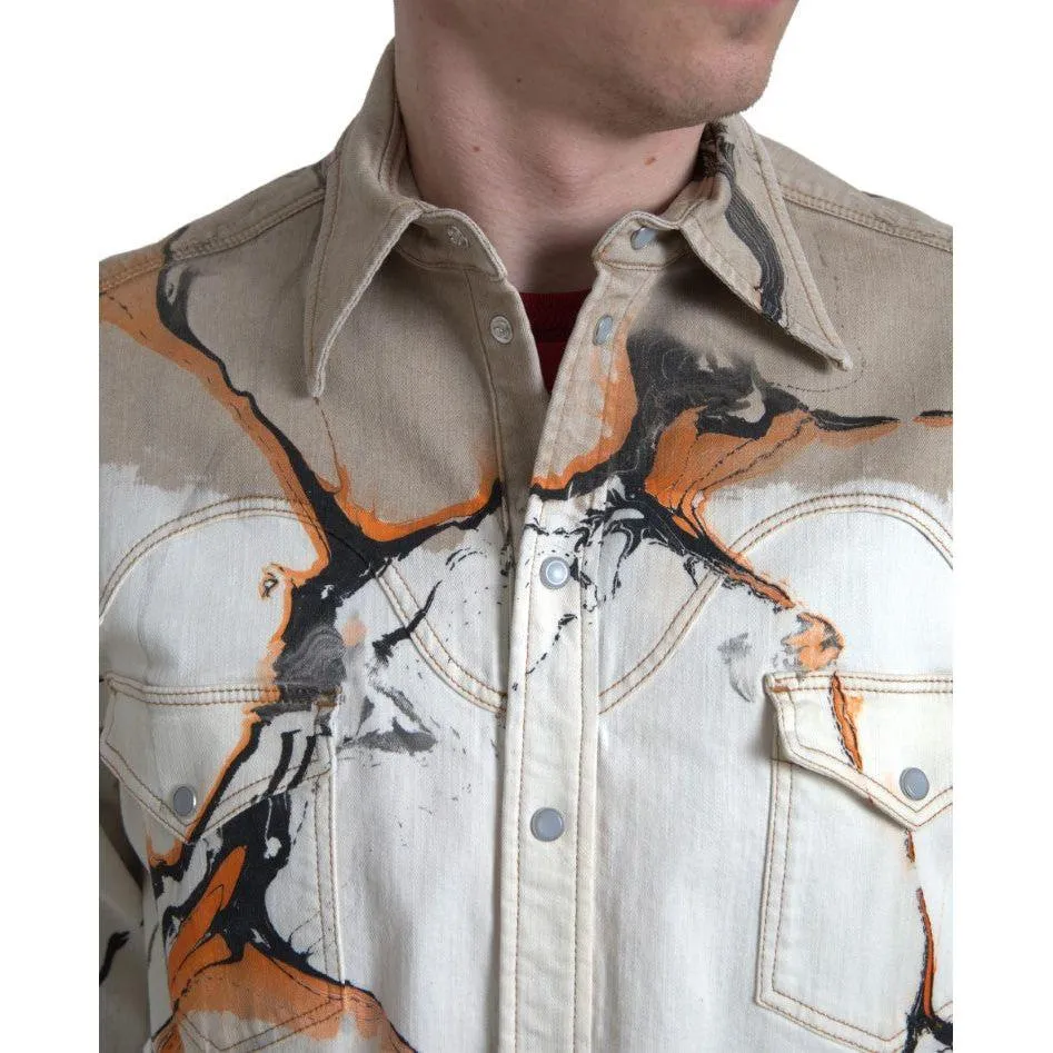 Dolce & Gabbana Multicolor Cotton Stretch Denim Shirt