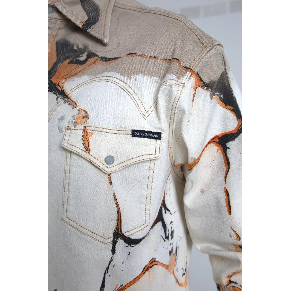 Dolce & Gabbana Multicolor Cotton Stretch Denim Shirt