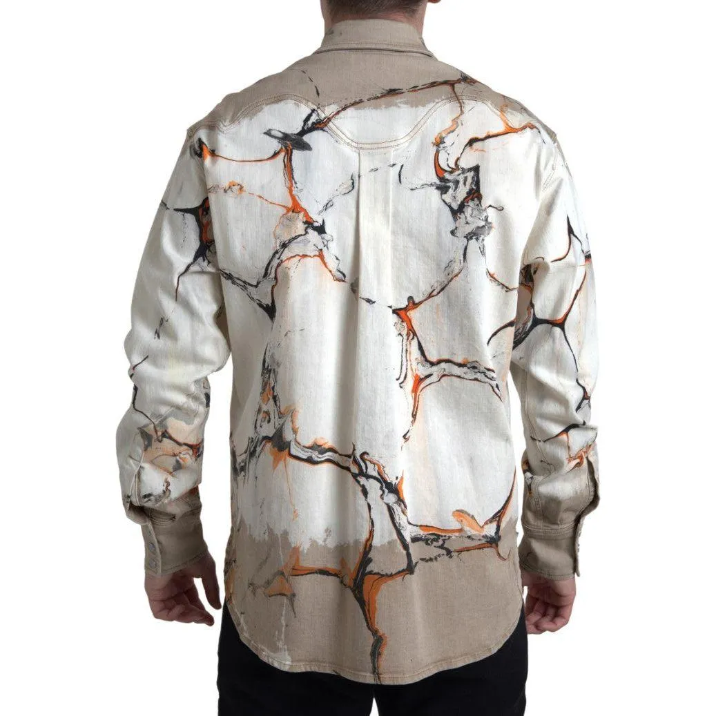 Dolce & Gabbana Multicolor Cotton Stretch Denim Shirt