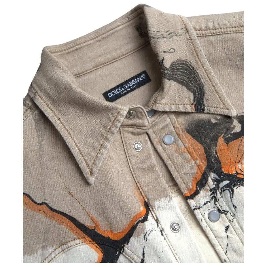 Dolce & Gabbana Multicolor Cotton Stretch Denim Shirt