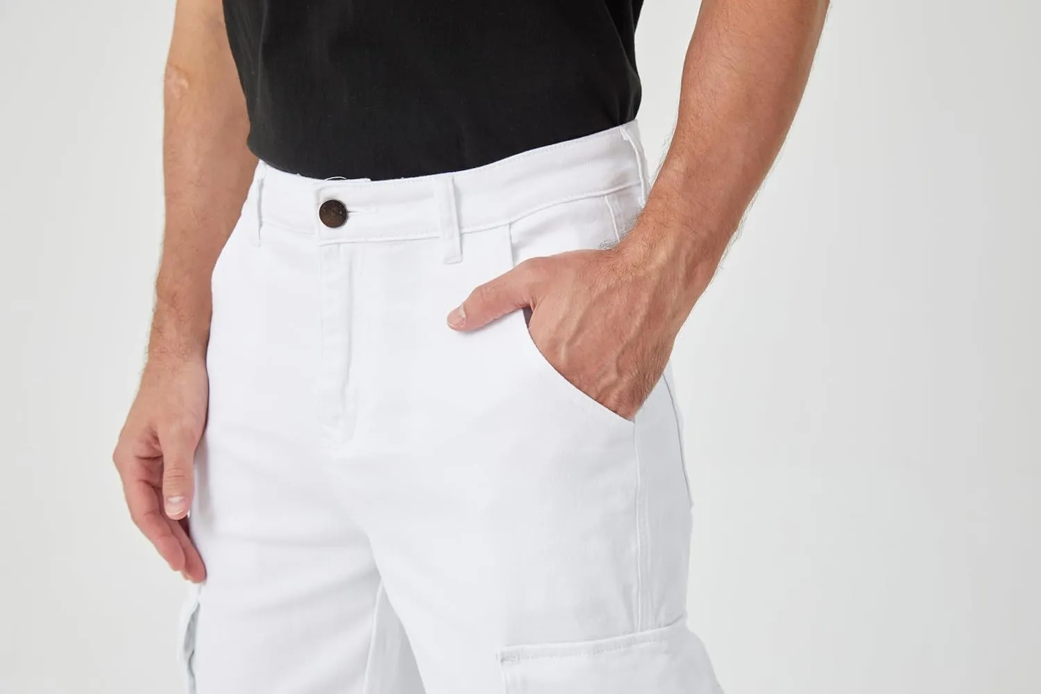 FREDD MARSHALL Cargo Jeans for Mens Relaxed Fit Straight Leg Fashion Work Denim with 6 Pockets