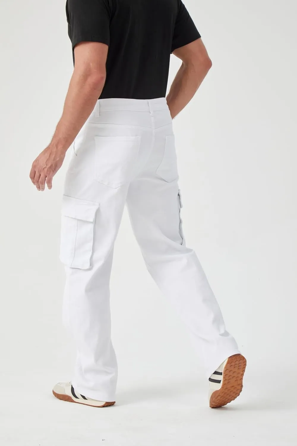 FREDD MARSHALL Cargo Jeans for Mens Relaxed Fit Straight Leg Fashion Work Denim with 6 Pockets