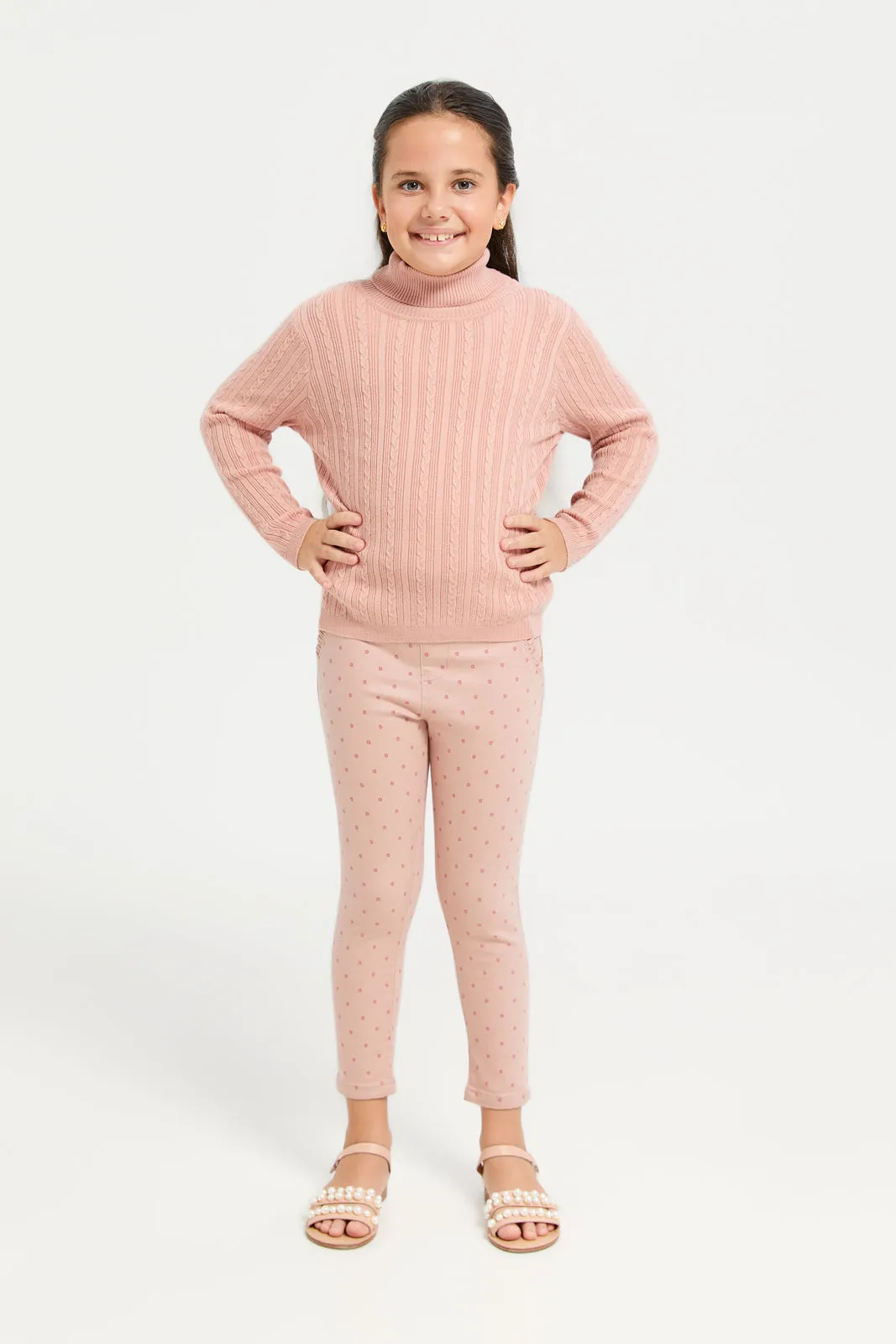 Girls Pink printed Jeans