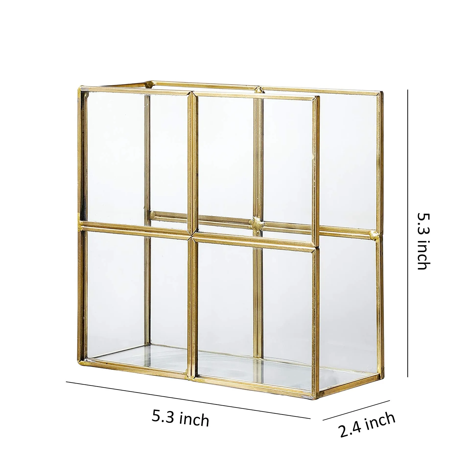 Glass Napkin Holder with Golden Gird Metal for Dining Table -Upright Paper Napkin