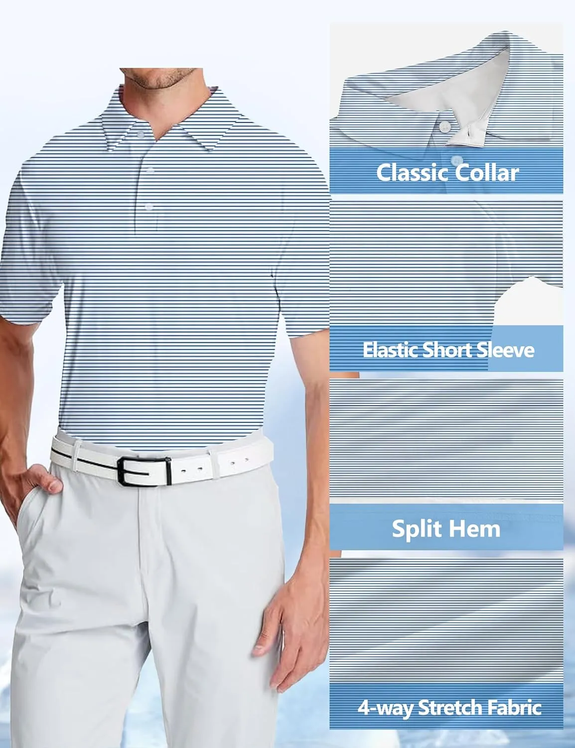 Golf Shirts for Men Printed Performance Moisture Wicking Short Sleeve Dry Fit Polo Shirts