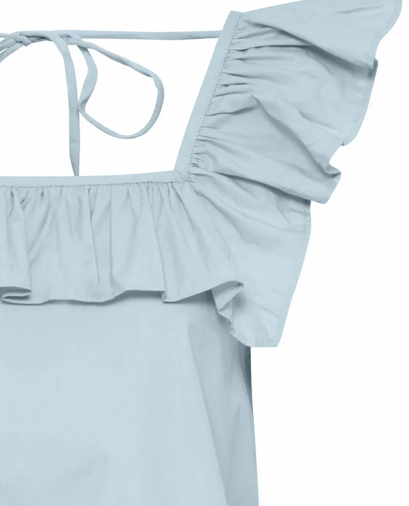 Ichi Falima Blue Frill Top