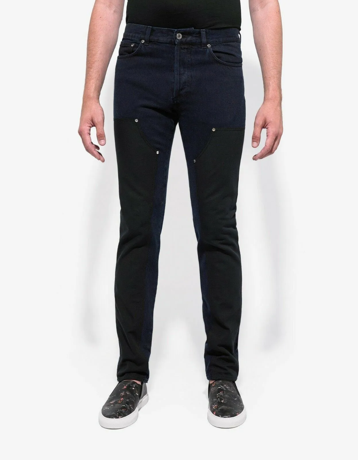 Indigo Wash Contrast Panel Denim Jeans