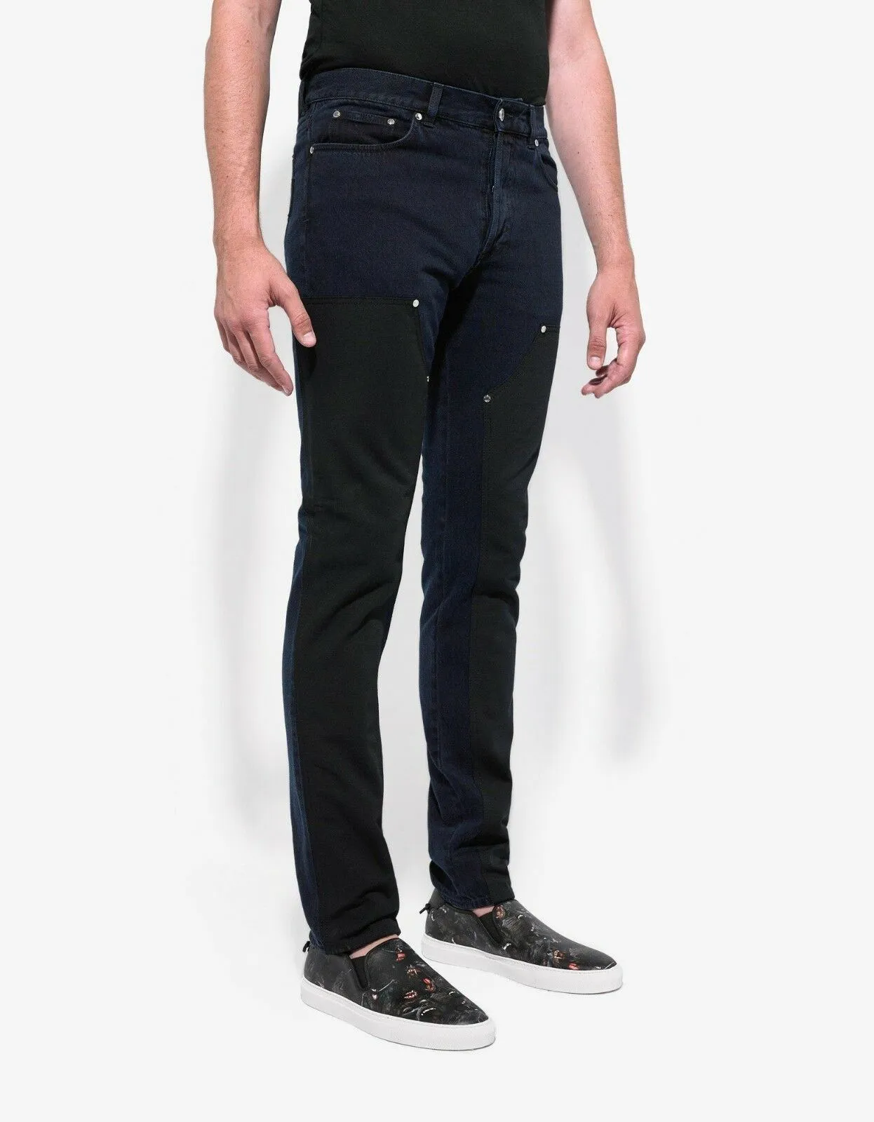 Indigo Wash Contrast Panel Denim Jeans