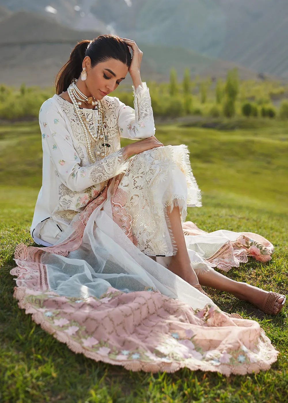 Ivory Lawn Suit - Saira Shakira X Crimson Luxury Lawn '23 - Summer in the Meadows - D1A
