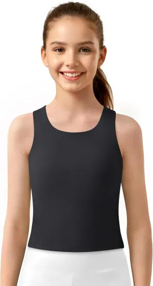 JOCMIC Girls Tank Tops Athletic Shirts Double-Lined Racerback Workout Tops High Elasticity for Gymnastics Yoga