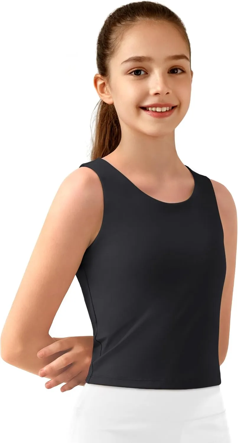 JOCMIC Girls Tank Tops Athletic Shirts Double-Lined Racerback Workout Tops High Elasticity for Gymnastics Yoga