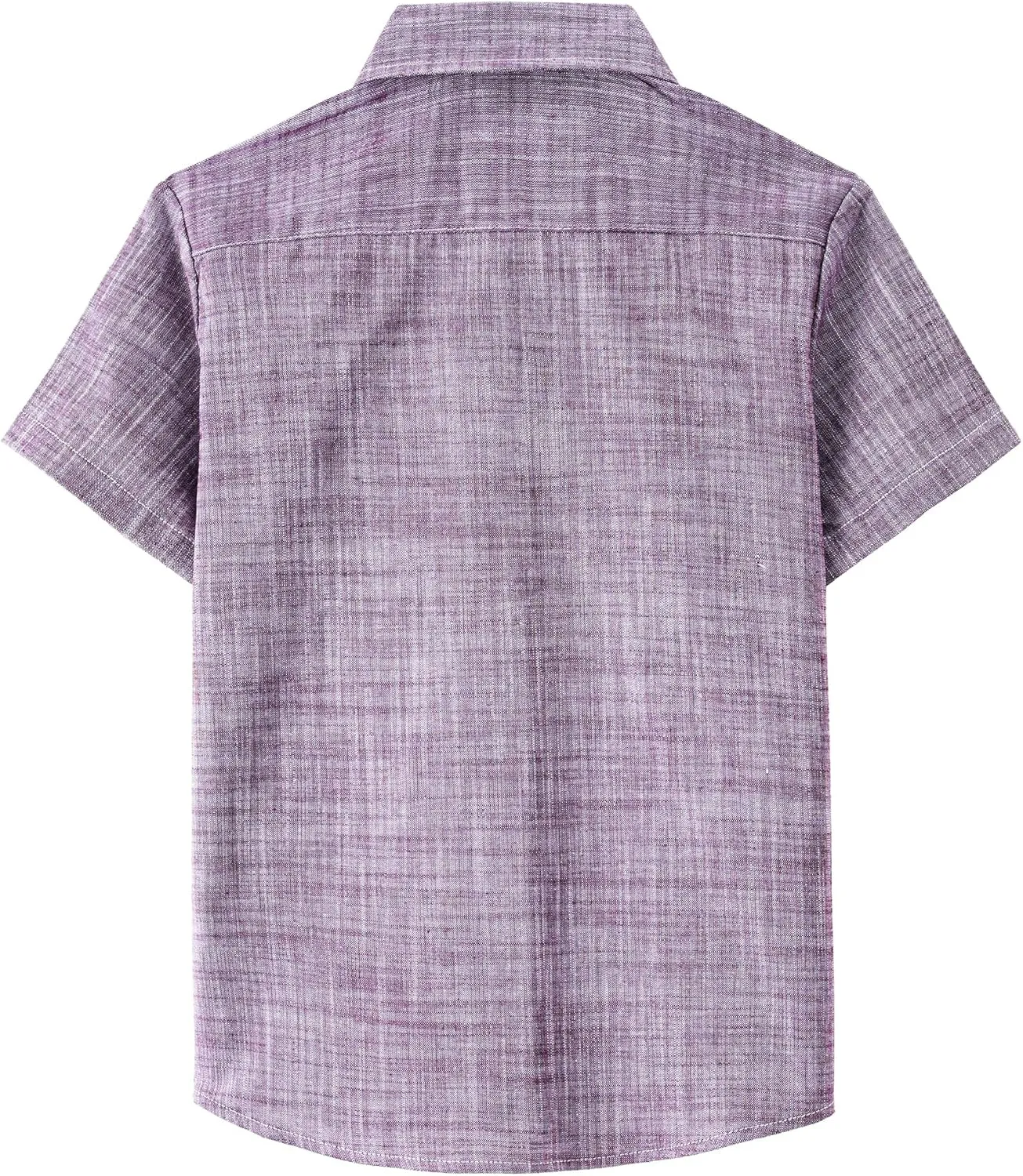 JOGAL Boys Chambray Shirts Short Sleeve Button Down Casual Cotton Woven Shirt with Two Pockets for Kids 6-14 Years