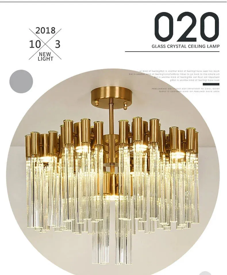 Josse Light Luxury Crystal Tube Chandelier