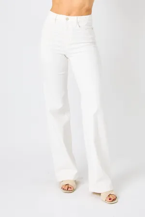 Judy Blue High Waist Braided Waist Band Detail Wide Leg Jeans