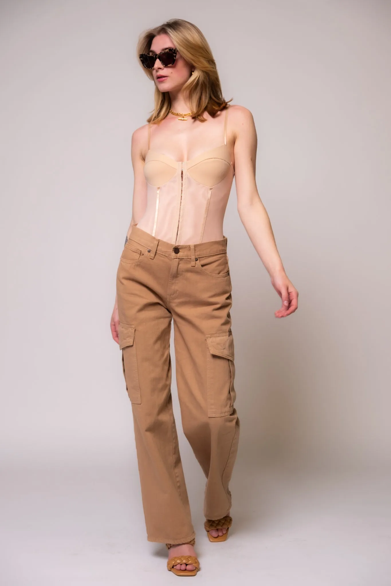 Just Black Mid Rise Straight Leg Cargo Jeans
