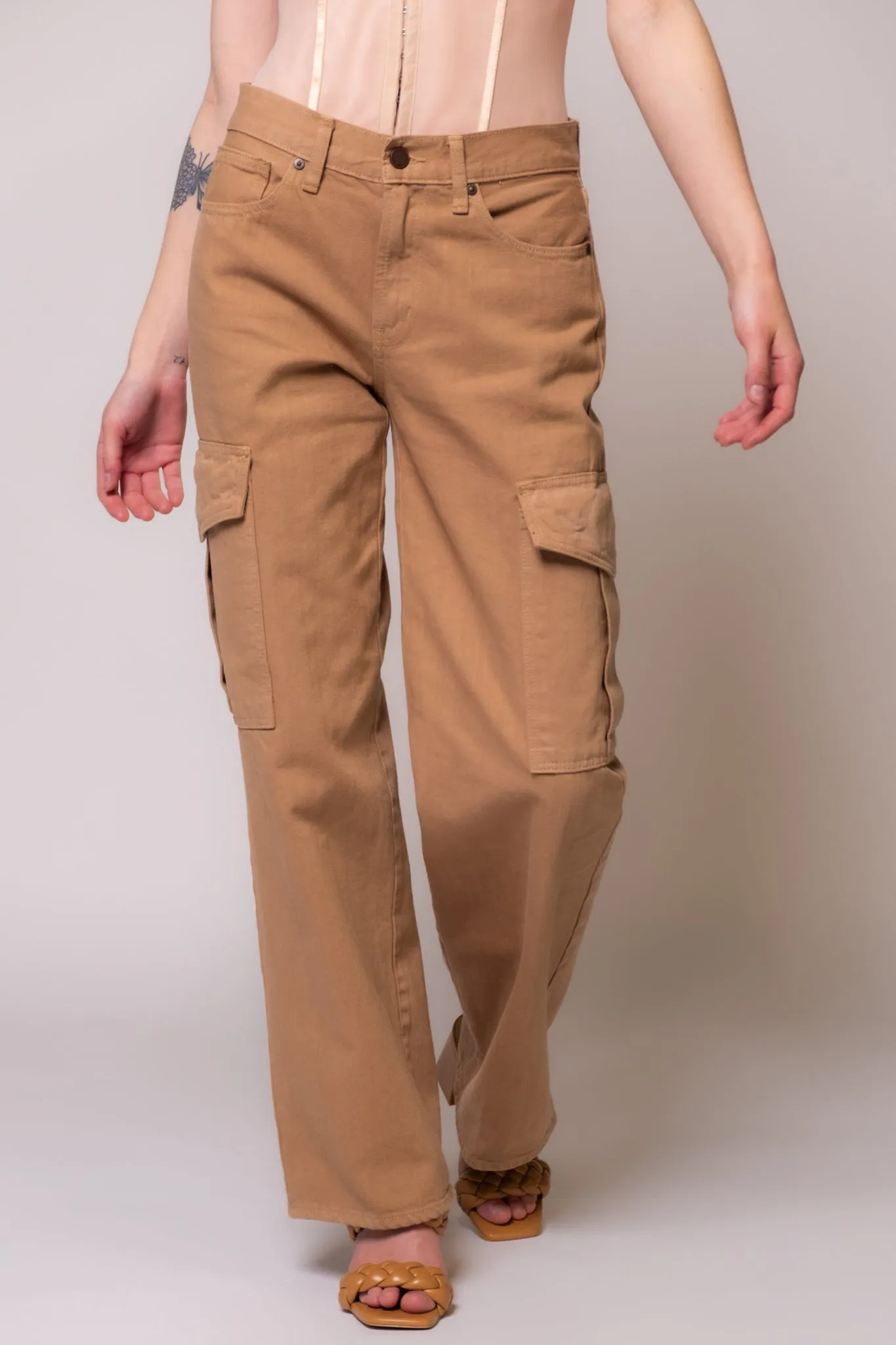 Just Black Mid Rise Straight Leg Cargo Jeans