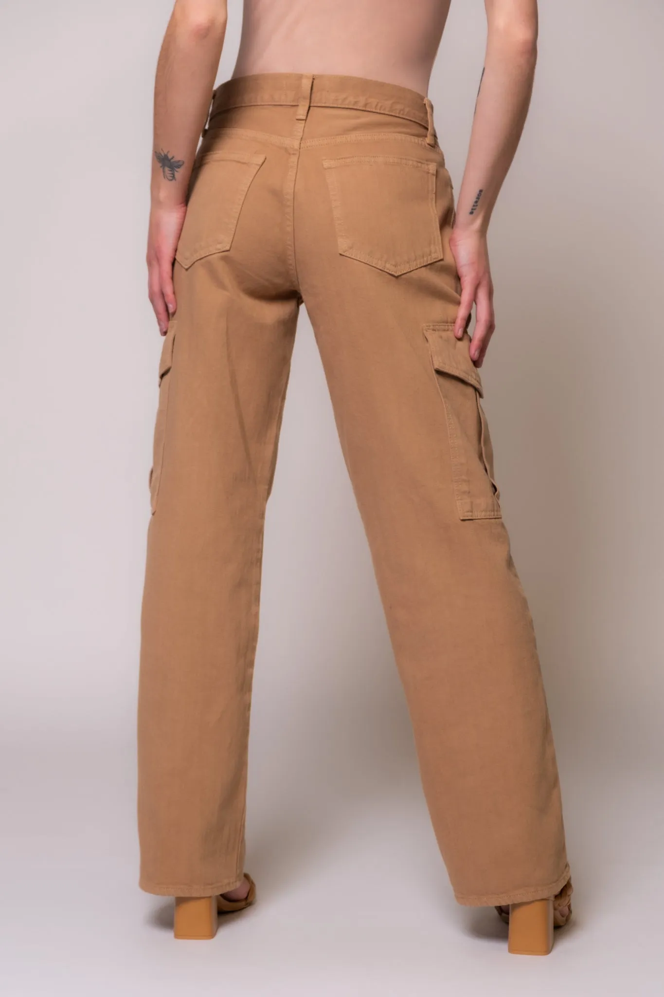 Just Black Mid Rise Straight Leg Cargo Jeans