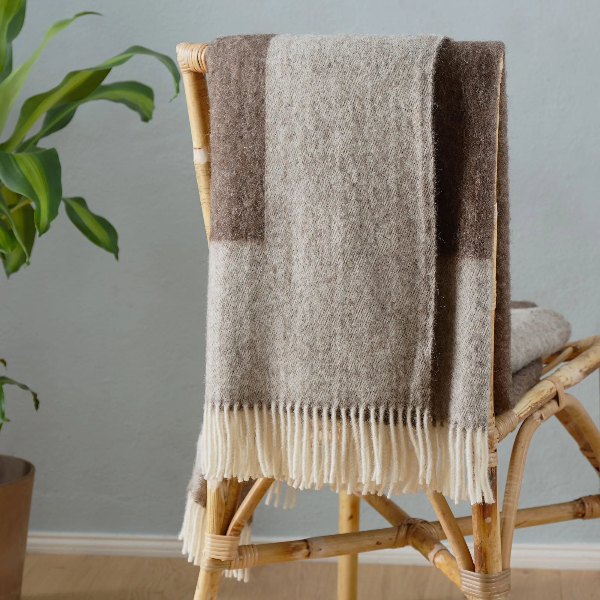 Karby Wool Blanket [Cream/Brown]