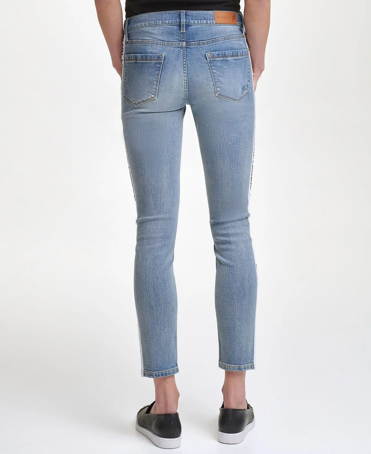 KARL LAGERFELD PARIS women's jeans with contrasting logo piping, blue