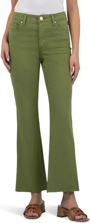 KUT from the Kloth Kelsey High-Rise Fab AB Ankle Flare with Raw Hem