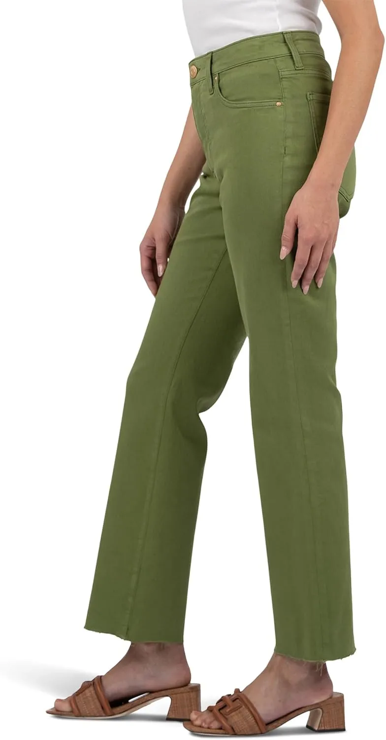 KUT from the Kloth Kelsey High-Rise Fab AB Ankle Flare with Raw Hem