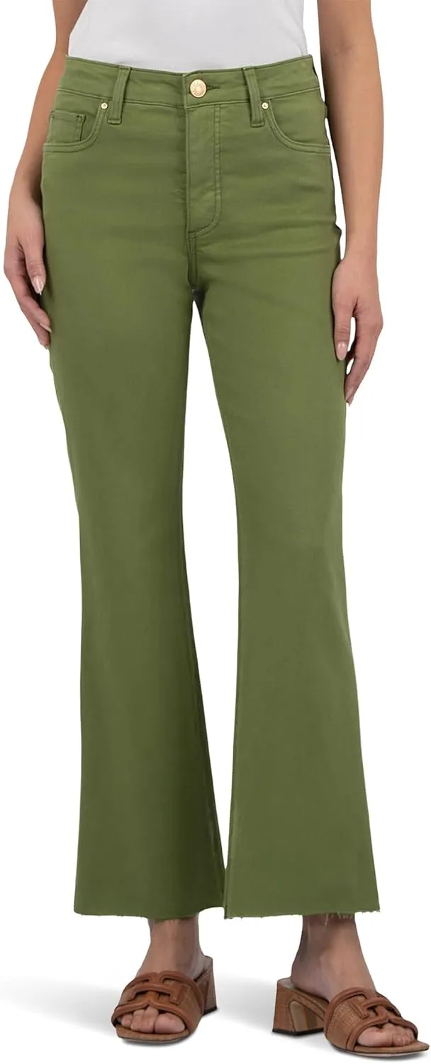 KUT from the Kloth Kelsey High-Rise Fab AB Ankle Flare with Raw Hem