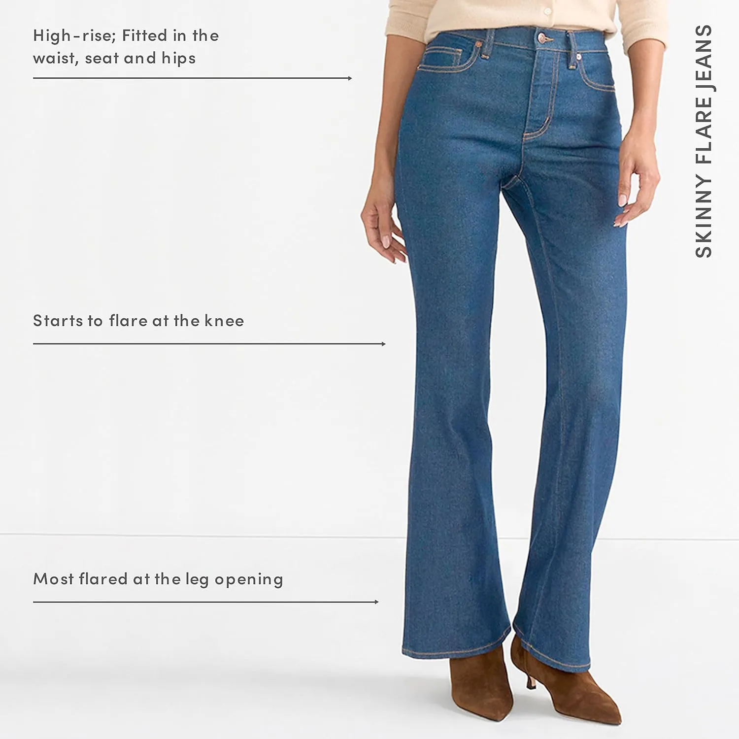 Lands' End Women's Denim High Rise Skinny Flare Jeans