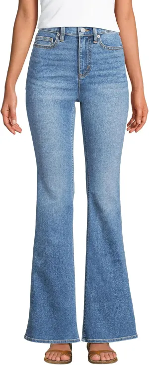 Lands' End Women's Denim High Rise Skinny Flare Jeans