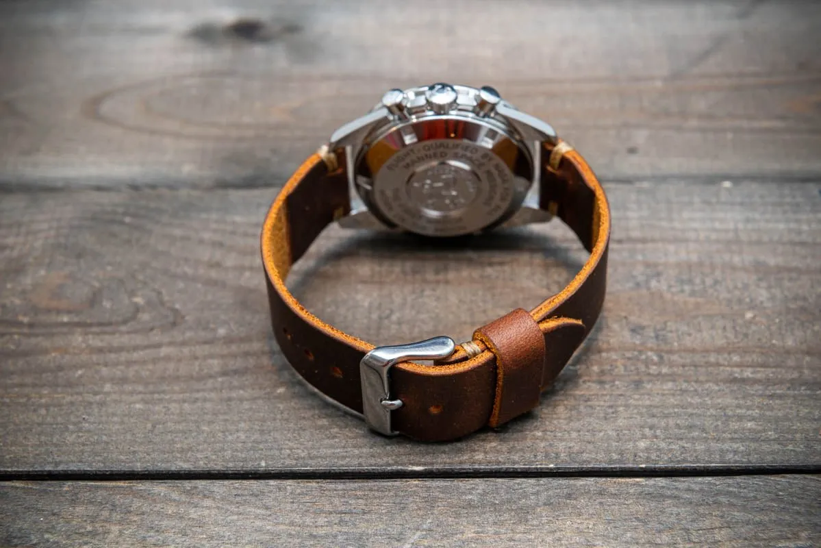 Leather watch band. Vandyke Brown-Mustard.  Handmade in Finland 10-26 mm.