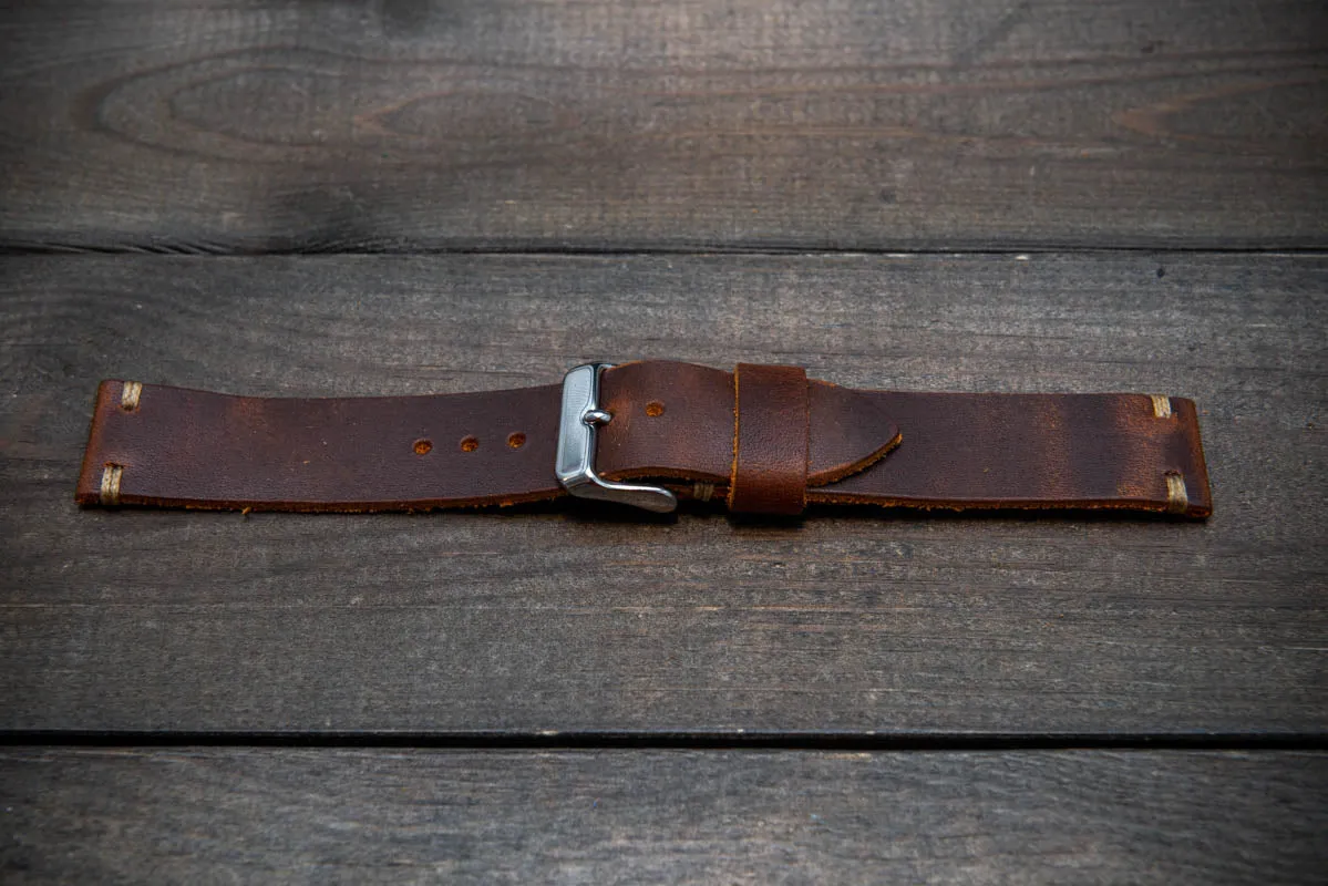 Leather watch band. Vandyke Brown-Mustard.  Handmade in Finland 10-26 mm.